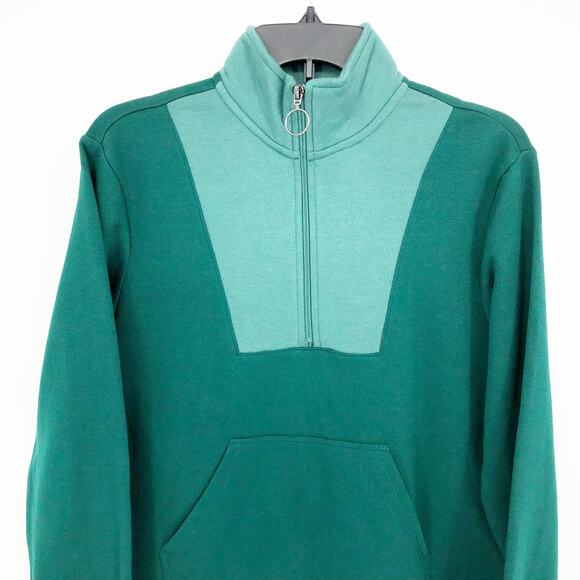 IDEOLOGY Women's Sweatshirt XS Green Crushed Mint Colorblocked Quarter-zip NWT - Picture 3 of 10